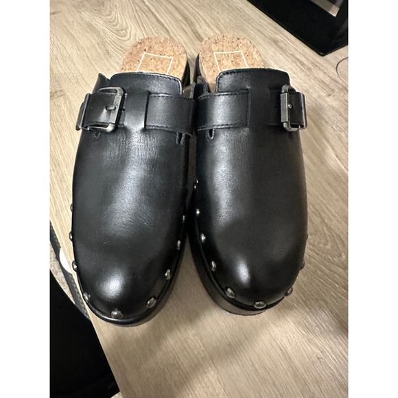 Dolce Vita Yevan Black Leather Studded Clogs Size 7 - Picture 1 of 4